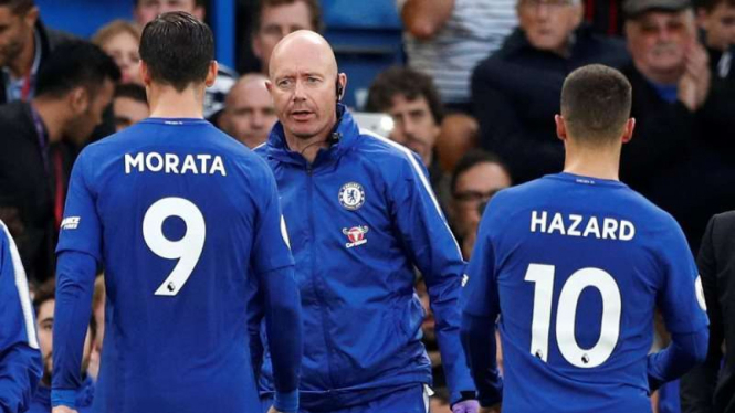 Dua bintang Chelsea, Alvaro Morata dan Eden Hazard.