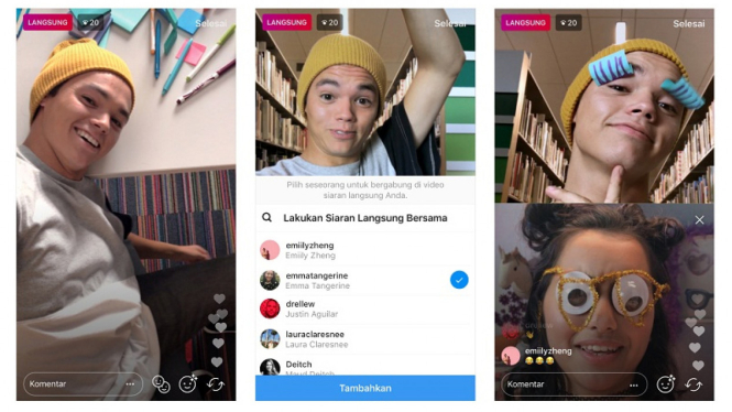 Siaran langsung bersama di Instagram 