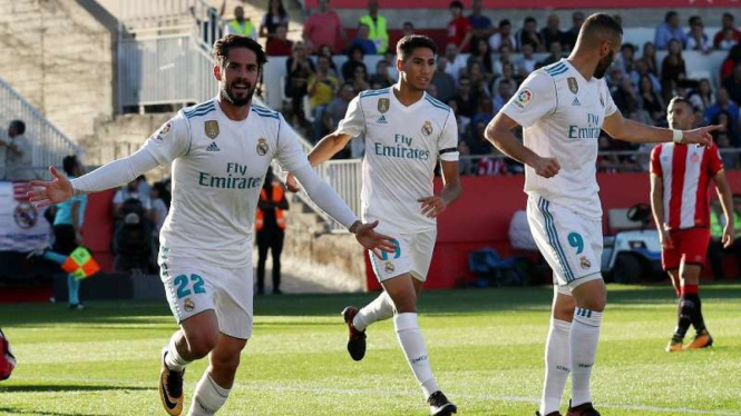 Pemain Real Madrid merayakan gol