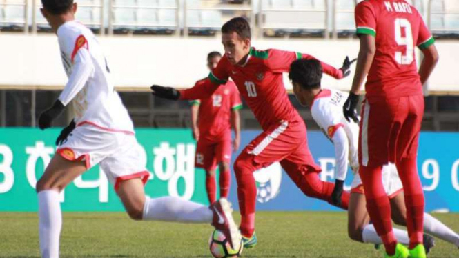 Aksi pemain Timnas Indonesia U-19, Egy Maulana