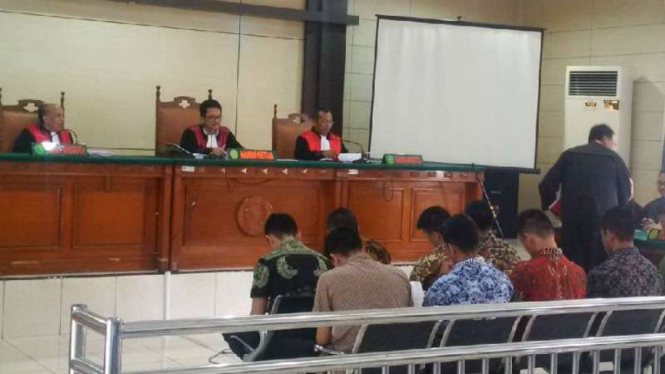 Sidang pembacaan pledoi sembilan taruna Akademi Kepolisian terdakwa penganiaya junior mereka di Pengadilan Negeri Semarang pada Senin, 6 November 2017.