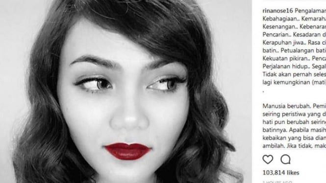 Rina Nose pajang foto tanpa hijab di Istagram