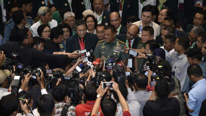 Panglima TNI Jenderal Gatot Nurmantyo di Aula Gatot Soebroto Denma Mabes TNI, Cilangkap, Jakarta Timur, Kamis (9/11/2017).