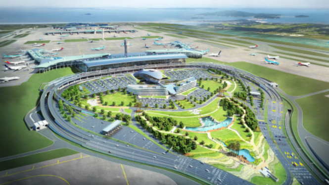 Terminal 2 Bandara Internasional Incheon, Korea Selatan.