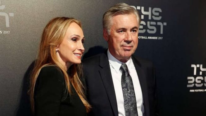 Carlo Ancelotti (kanan) bersama sang istri, Mariann Barrena 