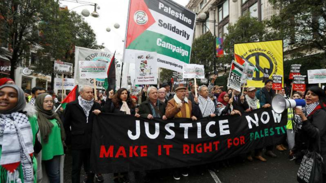 Demonstrasi keadilan untuk rakyat Palestina di London, UK