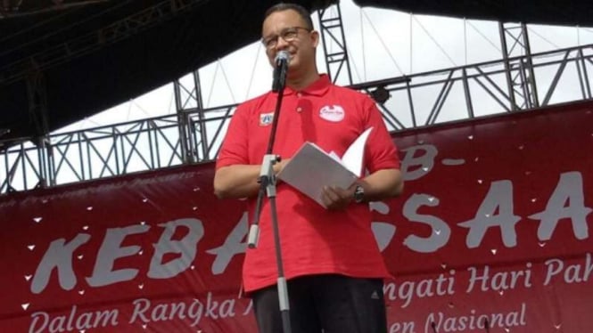 Gubernur DKI Jakarta, Anies Baswedan, saat menghadiri acara di Monas, Minggu 26 November 2017.