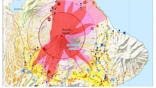 Tampilan peta Gunung Agung di Kabupaten Buleleng Bali