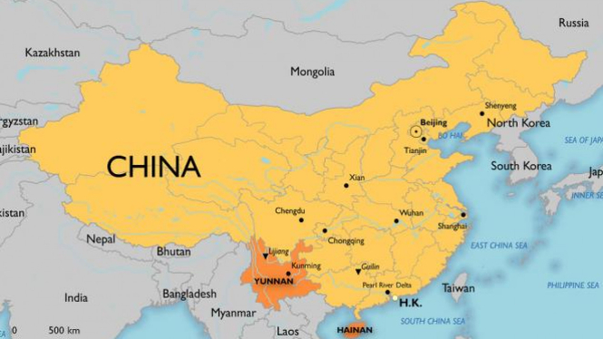 Ilustrasi Peta negara China.