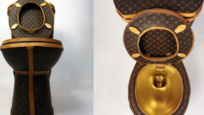 Loo-uis Vuitton golden toilet by Illma Gore is up for sale at