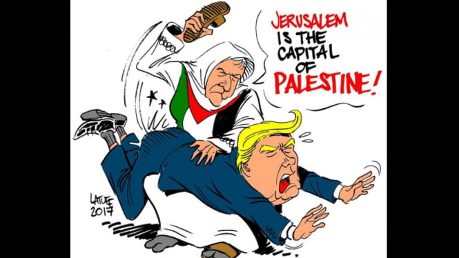 Kartun politik memprotes Trump soal Yerusalem