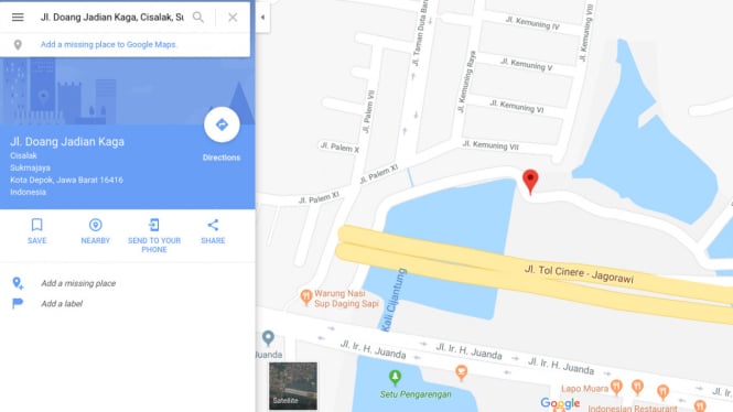 Nama Jalan unik, 'Jalan Doang Jadian Kaga' di Google Maps