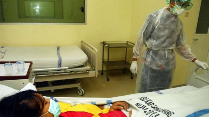 Pasien yang diduga idap difteri dirawat di Rumah Sakit Umum Kabupaten Tangerang.