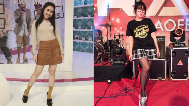 Gaya busana Ayu Ting Ting dan Via Vallen