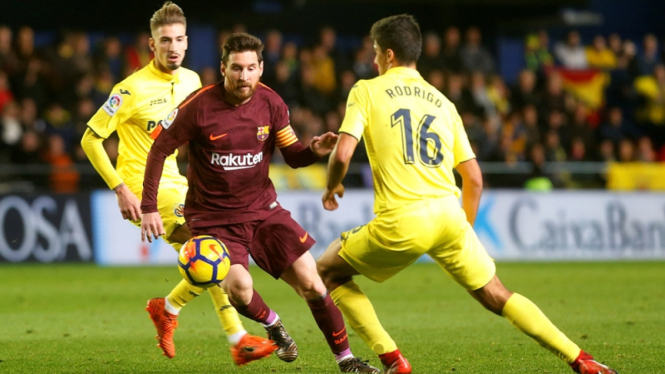 Megabintang Barcelona, Lionel Messi saat melawan Villarreal