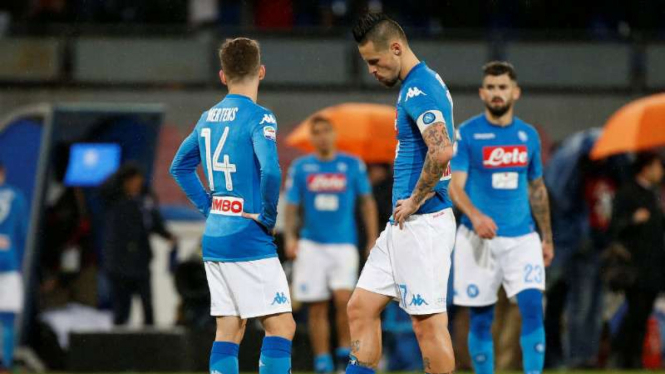 Ekspresi kekecewaan pemain Napoli