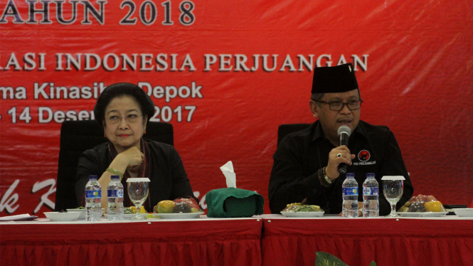 Ketua Umum PDIP Megawati Soekarnoputri dan Sekjen PDIP Hasto Kristiyanto.
