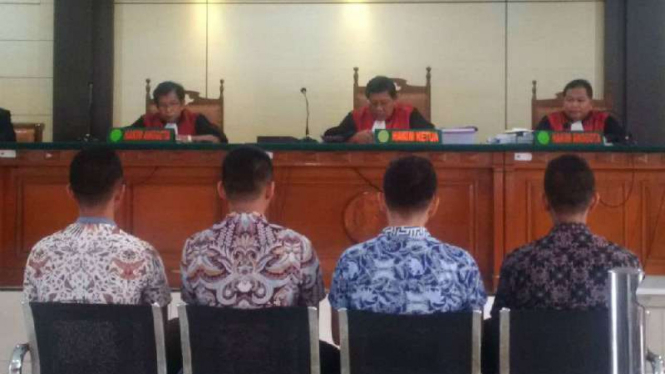 Sidang putusan terhadap empat terdakwa penganiaya seorang taruna Akademi Kepolisian di Pengadilan Negeri Semarang, Jawa Tengah, pada Rabu, 13 Desember 2017.