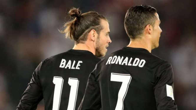 Dua bintang Real Madrid, Gareth Bale (kiri) dan Cristiano Ronaldo