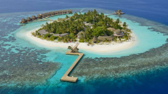 Salah satu pulau bernama Kandolhu, di Maldives 