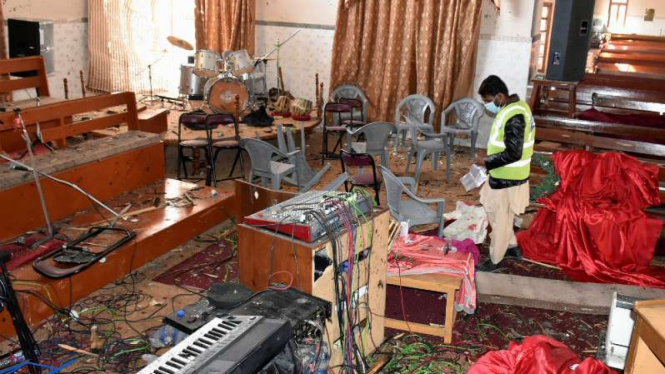 Kondisi gereja di Pakistan usai diserang teroris