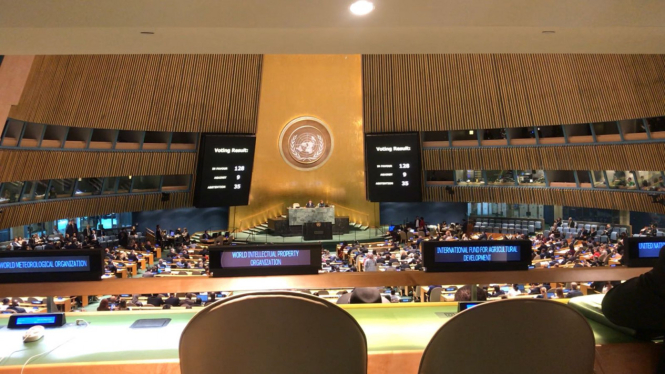 Sidang Majelis Umum PBB atas resolusi terhadap Yerusalem.