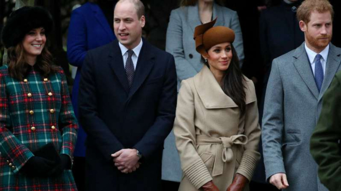 Pangeran William dan Kate Middleton serta Pangeran Harry dan Meghan Markle