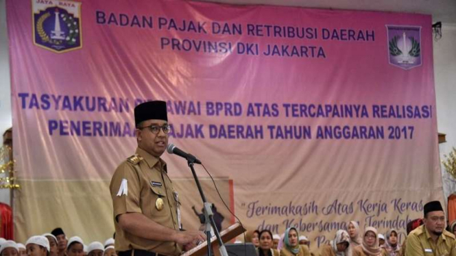 Gubernur DKI Jakarta Anies Baswedan tasyakuran pencapaian pajak daerah DKI 