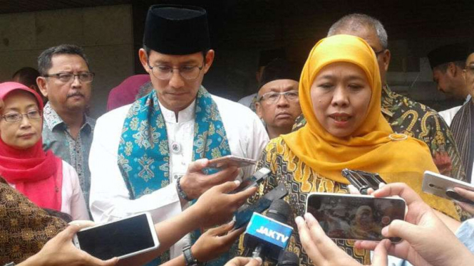 Wakil Gubernur DKI Jakarta Sandiaga Uno dan Mensos Khofifah Indar Parawansa