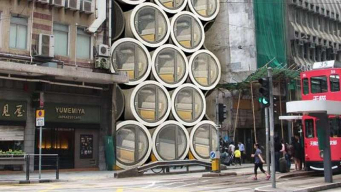 Rumah pipa OPod di Hong Kong, China