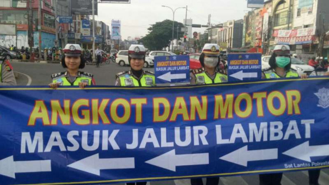 Satlantas Depok sosialisasi jalur khusu motor dan angkutan umum