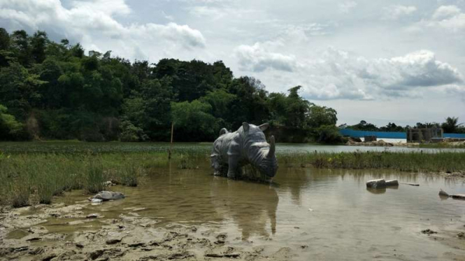 Badak bercula di Wisata Telaga Biru Cisoka