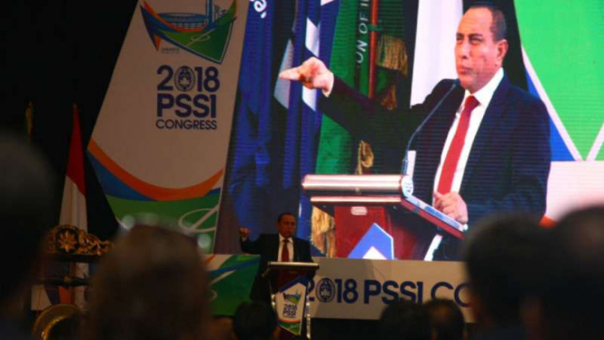 Ketua Umum PSSI, Edy Rahmayadi, di Kongres PSSI 2018