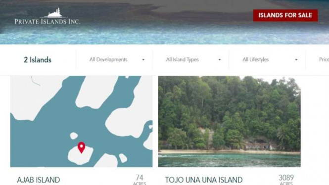 Pulau Ajab dan Tojo Una-Una dijual di situs online