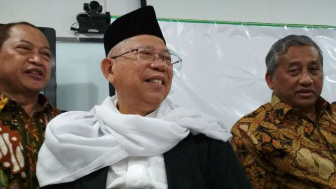 Ketua Majelis Ulama Indonesia Ma'ruf Amin di kampus Universitas NU Surabaya pada Rabu, 17 Januari 2018.
