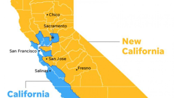 Peta New California, wilayah baru yang direncanakan