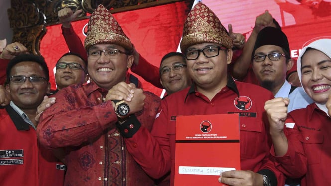 Duet Dodi Reza Alex Noerdin Giri Ramanda Kiemas ketika dideklarasikan PDIP.