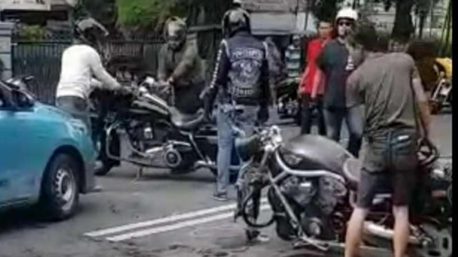 Motor Harley Davidson kecelakaan lalu lintas di Jakarta beberapa waktu lalu.