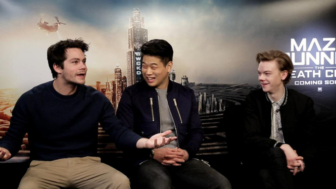 Dylan O'Brien, Ki Hong Lee, dan Thomas Brodie-Sangster dari Maze Runner