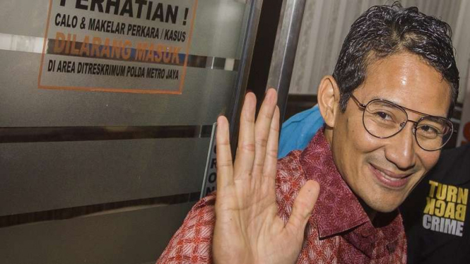 Wakil Gubernur DKI Jakarta Sandiaga Uno diperiksa Polda Metro Jaya