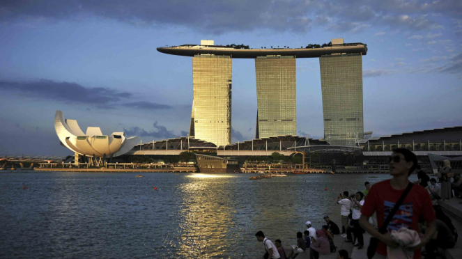 Pemandangan Marina Bay Sands di Singapura