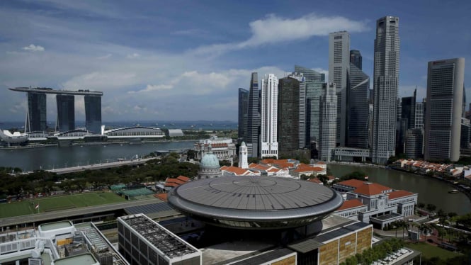 Pemandangan Marina Bay Sands di Singapura