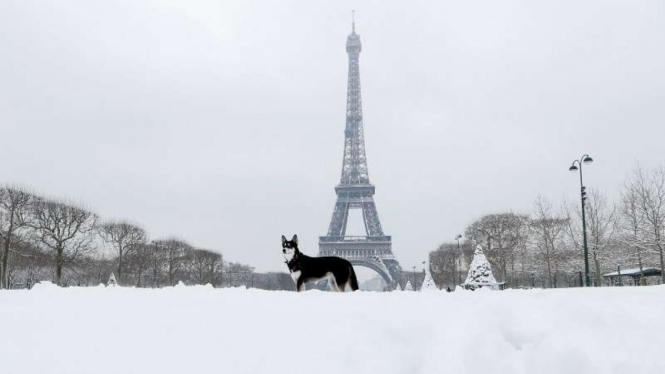 Badai salju di Paris.