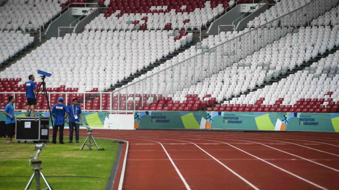 Persiapan arena cabang atletik Asian Games 2018.