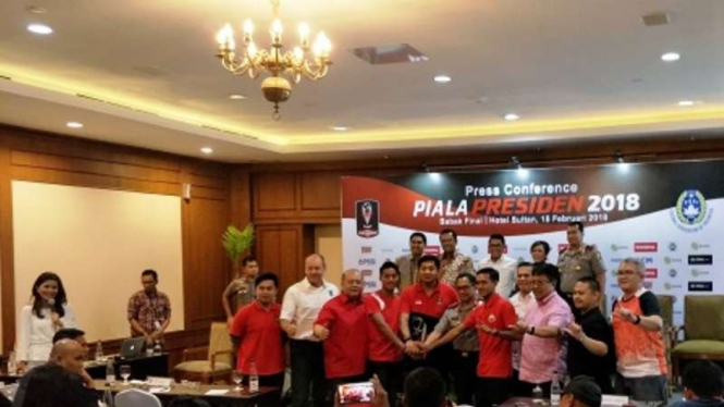 Konferensi pers jelang final Piala Presiden 2018.
