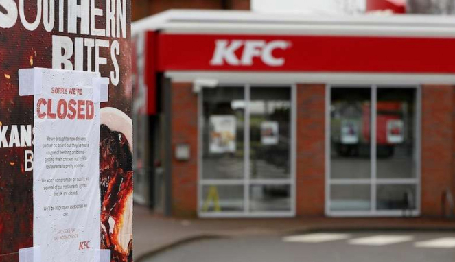 Restoran cepat saji Kentucky Fried Chicken (KFC) di Coalville, Inggris, tutup.