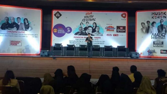 Kelly Da Cunha, General Manager Produksi ANTV, dalam forum Viva Youth Festival di kampus Universitas Padjajaran Kota Bandung, Jawa Barat, pada Rabu, 21 Februari 2018.