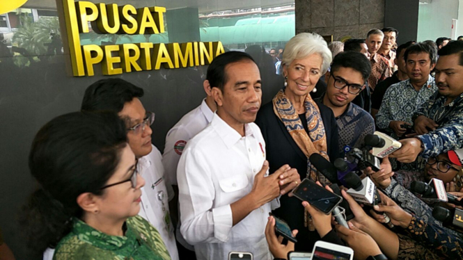 Presiden Jokowi dan Managing Director IMF Lagarde di RSPP.