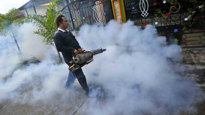 Penyemprotan (fogging) untuk memutus siklus hidup nyamuk Demam Berdarah Dengue