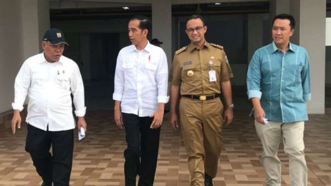 Menteri PU Basuki Hadi-Presiden Jokowi-Gubernur DKI Anies-Menpora Imam Nahrawi